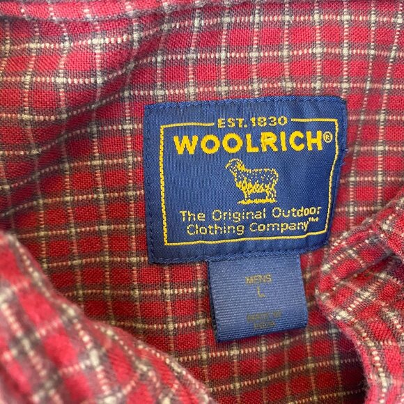 Woolrich Mens Shirt Large Red Rock Plaid Button-Up Long Sleeve 100% Cotton - Picture 3 of 9